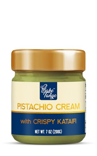 Bake & Tango Pistachio Cream with Crispy Kataifi - Vegan Pistachio Spread for Dubai Chocolate Filling, Contains 30% Pistachios, 7 oz