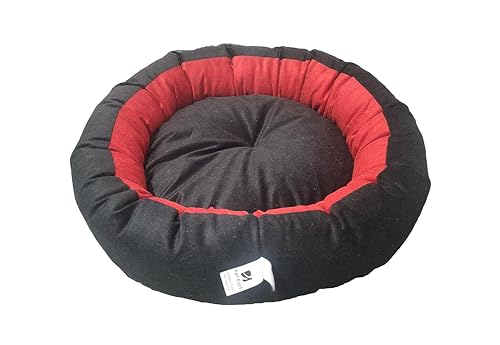 Image of Medium Size Dog Bed for Medium Size Dogs, Puppies, Kitten and cat Bed Velvet Fabric Dual Color Red-Black Anti Skid Bottom Washable Export Quality Pet Bed