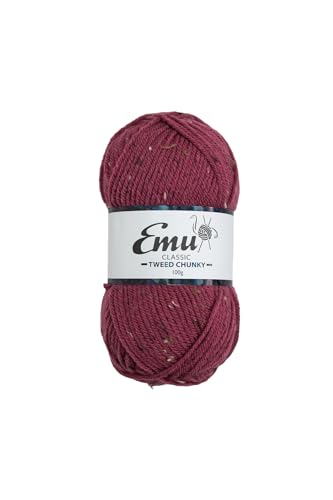 Emu Classic Tweed Chunky Acrylic Blend Yarn 100g Ball 150m, Deep Rose - 004