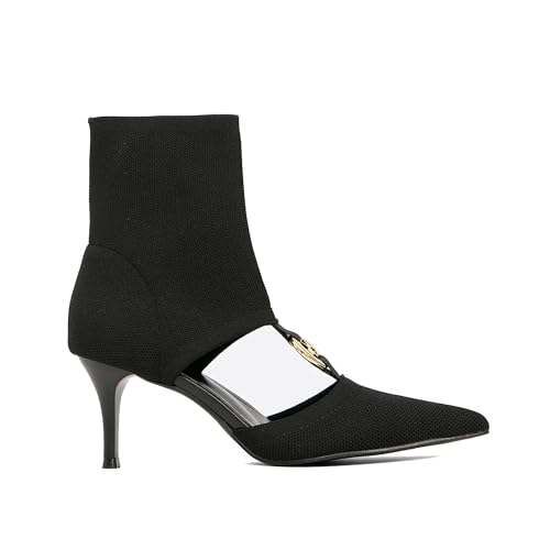 Women's Slip-On Kitten Heel Booties - Breathable Mesh Hollow Ankle Boots for Spring & Fall Daily Wear