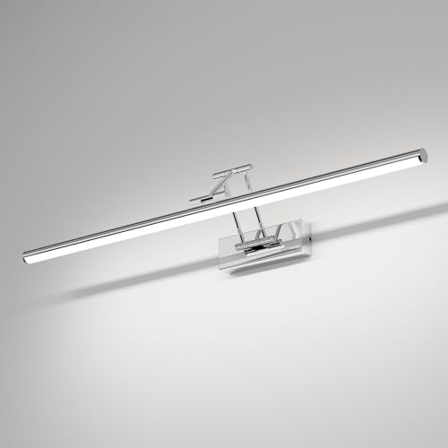 Klighten LED Spiegellampe Bad 70cm, Drehung Spiegellampen Spiegel für bad IP44, Spiegelleuchte Badezimmer 24W 1650 LM, LED Badspiegelleuchten Badezimmerspiegel, Kaltes Weiß 5500K, Chrom
