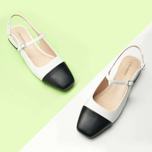 Image of C.Paravano Women's Square Toe Slingback Block Heel Sandals