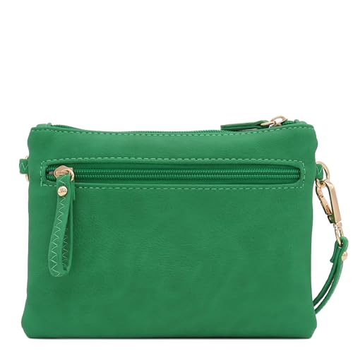 Image of FashionPuzzle Multi Zipper Pocket Small Wristlet Crossbody Bag