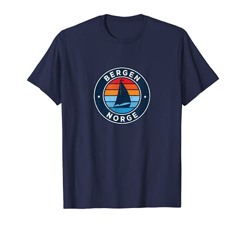 Bergen Norway Vintage Velero Retro 70s Camiseta