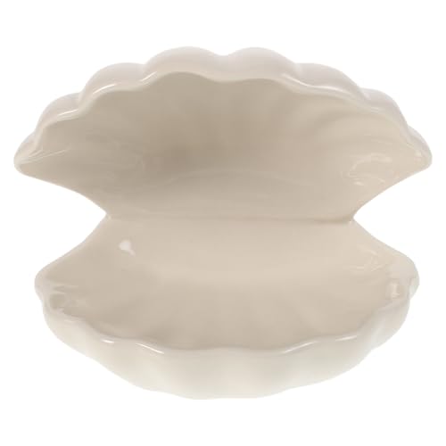 jojofuny Plat à Bijoux en Céramique de Coquillage Beige, Boîte à Trésors pour Garçon et Filles Rangement Polyvalent, pour Bureau ou Chambre