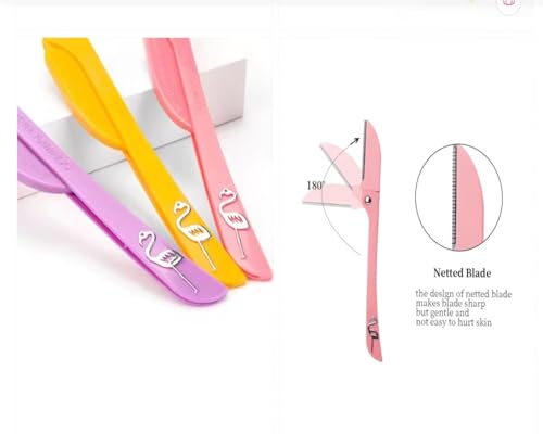 Image of FEATHER FLAMINGOS RAZOR, Feather Flamingo Facial Razor for Face, Eyebrows & Body shaving | 3-Piece Facial Touch-up Razor
