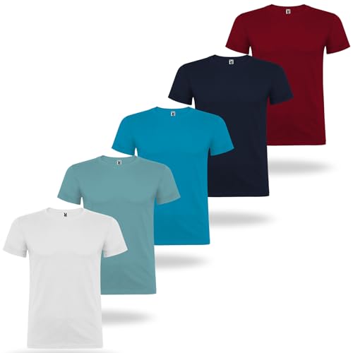 ROLY Pack Camisetas Manga Corta Hombre Beagle, Camiseta Hombre 100% algodón, Camiseta Interior, Ropa Hombre, Camiseta Blanca (FR/ES, Letras, XXL, Regular, Regular, 5, Multicolor 6)