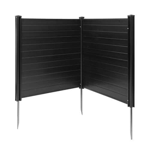 VEVOR 2 Panels Vinyl Privacy Screen, 48 x 48 in Outdoor Fence Enclosure with Galvanized Stakes, PVC Horizontal Vinyl Fence Screen, Ideal for Trash Can, Air Conditioner, Pool Equipment Fence, Black by VEVOR - Image 3