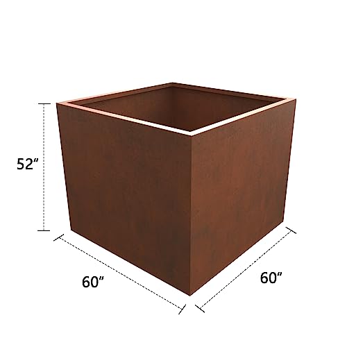 Elevens Corten Steel Planter Box, Large Planters For Outdoor Plants Tall Planter Box Garden Steel Planter Pot For Patio, Deck And Backyard, Brown 24 * 24 * 20" #TOP6