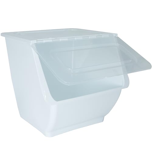 Lot de 3 tri de déchets empilables - 36 l - Blanc - Boîte de rangement avec couvercle avant transparent - Pliable - Caisse empilable