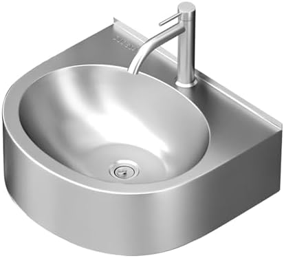 Stainless Steel Corner Sink, Wall Mount Utility Sink for Small Spaces, Compact Vanity Lavatory Basin for Efficient Hand Washing,Silver,Silver