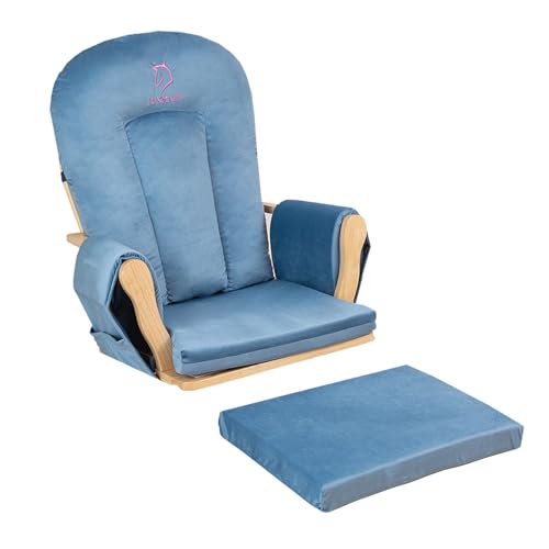Image of LUXMARS Glider Rocker Replacement Cushions with Storage Pockets, 5 PCS, Soft Velvet Cotton Thickened, Universal for Use in Glider Rocking Chairs Blue