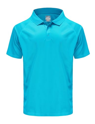 Polo de golf anti-transpiration homme grande taille bleu ciel restez au sec sur le green