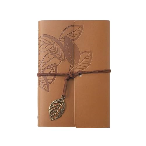 Image of TRIVAH Leather Writing Journal, Refillable Travelers Notebook,Art Sketchbook, Travel Diary with Blank Paper (Light Brown, 5 Inch)