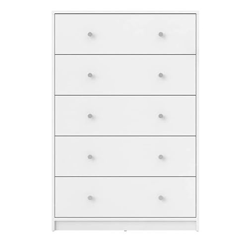 Pemberly Row Contemporary Style Tall 5 Drawer Chest In White #TOP3
