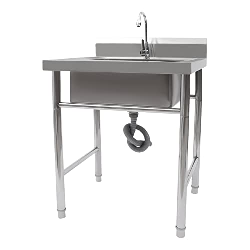 Kolhgnse Free Standing 304 Stainless Steel Utility Sinks For Laundry Room With Backsplash, Commercial Sink For Restaurant, Kitchen, Outdoor #TOP13