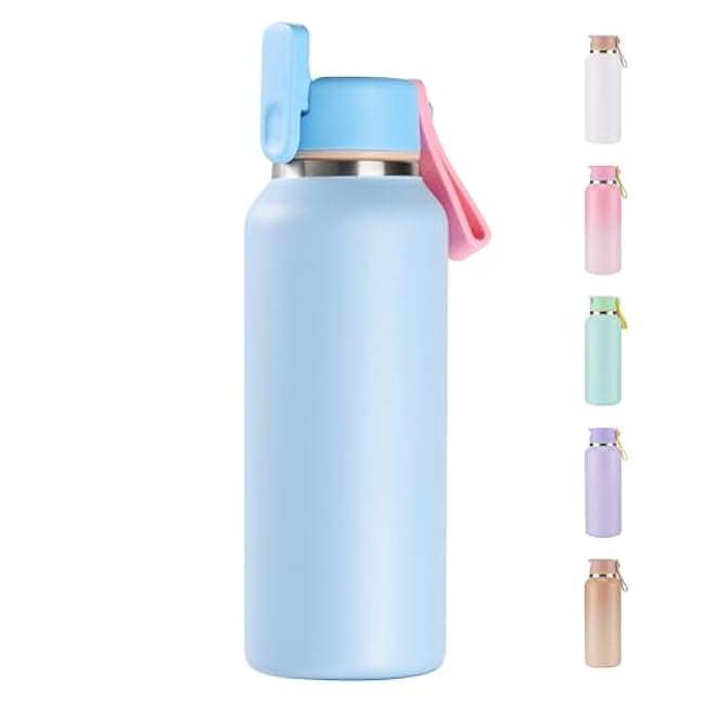 12oz Kids Water Bottle for School Boys&Girls, 304 Stainless Steel Toddler Cup, Insulated Water Bottle with Straws, BPA-Free, Blue