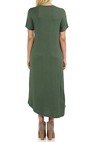 Image of iconic luxe Women's A Line Short Sleeve T Shirt Midi Dress Summer Casual