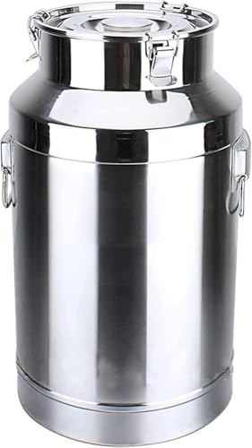 Recipiente de acero inoxidable con tapa de bloqueo para almacenamiento y transporte de líquidos, perfecto para el hogar, cocina y uso al aire libre
