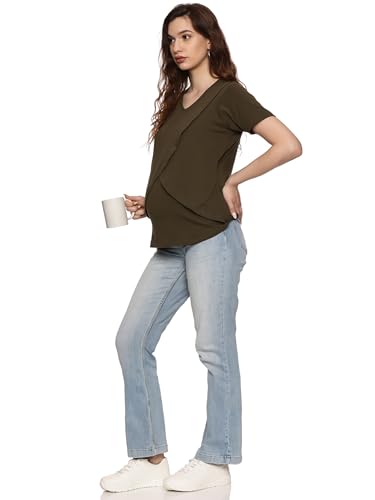Image of Maternity Feeding Tops Without Zip for Women, Feeding Coverup Pregnancy Tshirt,Feeding T-Shirt for Easy Nursing & Breastfeeding, Maternity Top for Mothers