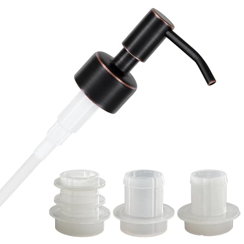 ALTGLAS Seifenspender Pumpkopf 'Budapest' - Edelstahl Aufsatz mit Set aus 3 Dichtungsringen für 18-23mm Flaschen - Upcycling Pump Spender, z.B. Hendrick's, Monkey (Schwarz mit Kupfer Öl-Schliff)