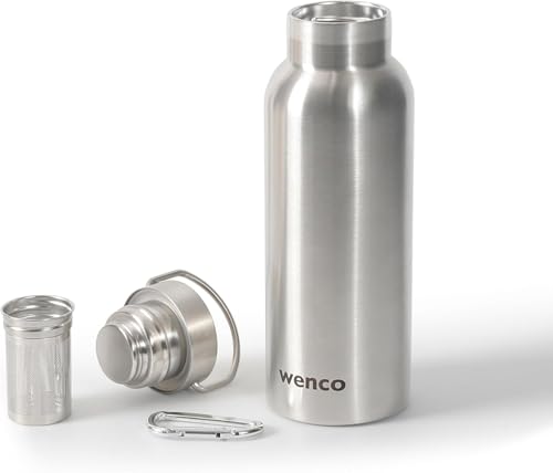 wenco Botella de acero inoxidable, 0,5 l/500 ml, aislada y antigoteo, para bebidas frías y calientes, también se puede utilizar como termo, con colador de té, apta para lavavajillas, sin BPA, color