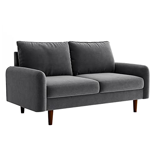 Image of Hessville 56.3'' Upholstered Loveseat 2 Seater Sofa Settee Couch for livingroom Bedroom Office Hotel guestroom (Grey)