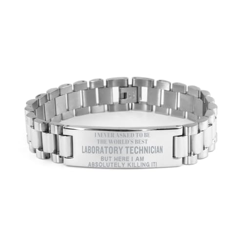 Engraved World's Best Laboratory Technician for Christmas Birthday Unique Gifts Ladder Stainless Steel Bracelet for Wemen Men, Adjustable Laboratory Technician Birthday Graduation Wristband Cowor