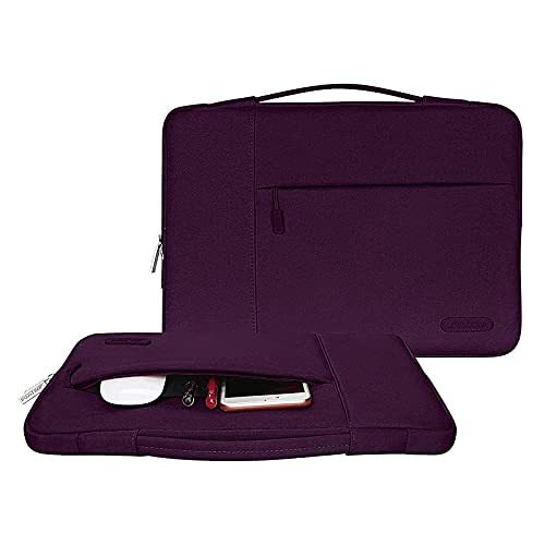 Image of MOSISO Laptop Sleeve Compatible with MacBook Air 13 inch M2 M1 2023-2018 /Pro 13 inch 2023-2016, Polyester Multifunctional Briefcase Bag,Magenta Purple