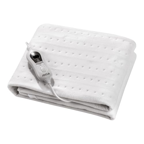 JOCCA - Calientacamas Eléctrico 150 x 80 cm | 3 Intensidades de Calor, Apagado Automático, Lavable a Máquina, Potencia 60W, Ideal para Descanso Profundo, Blanco y Gris (BLANCO)