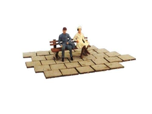 Scale Model Scenery LX018-OO Laser Cut Paving Slabs (2ft x 2ft) For OO Scale Model Railway Layouts & 1:76 Diecast Dioramas