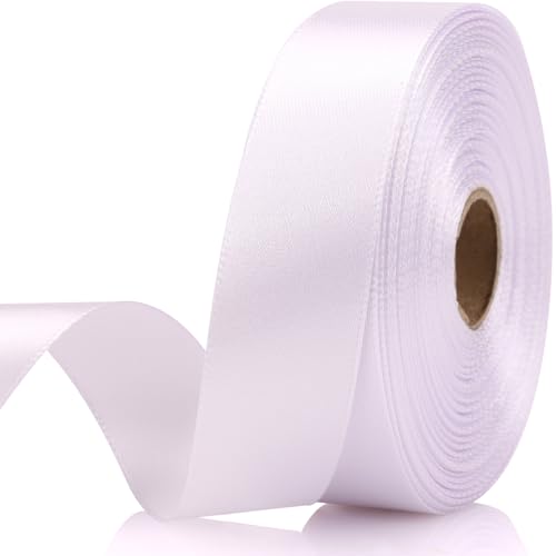 NISDOCF 7/8 Inch 30 Yards White Satin Craft Ribbon-Single Face Polyester Ribbon for Handmade Roses Gift Wrapping Timeless Flower Bouquets Wedding and Party Decoration
