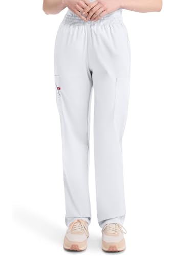 Dickies Women's EDS Signature Scrubs Missy Fit Pull-On Cargo Pant, White, Large