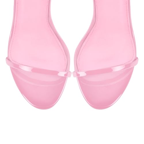 Image of Strappy High Stiletto Heels, Ankle Strap Buckle Heeled Womens Sandals, Sexy Comfort Open Round Toe Heels for Daily Party Dress