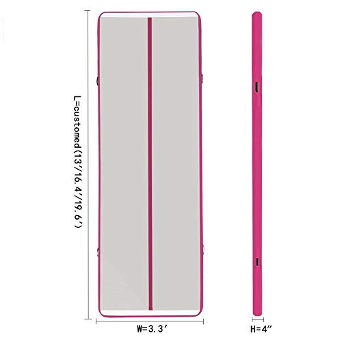 EZ GLAM 16.4ft Air Track Inflatable Gymnastics Tumbling Air Track Mat Electric Air Pump Cheerleading/Practice Gymnastics/Beach/Park/Home use (16ftx3.3ftx4in(5x1x0.1m), Pink-L) - Thumbnail 3
