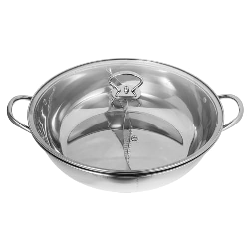 Cabilock 34cm Hot Pot Pan Set Stainless Steel Hot Pot with Divider Easy Clean Cooking