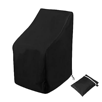 Stacking Outdoor Chair Cover Waterproof, Uranshin Outdoor Patio Furniture Covers Stacked Chairs 210D, Lounge Chair Covers Outdoor Stack Chairs for All Weather Protection, Black, 25"L x 25"W x 47”H