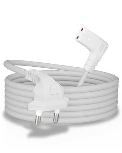Image of TECH-X 3Meter 2-pin L-Shape Universal Replacement AC Power Cord Cable Wire for LED TV, Printer, Laptop PC Notebook Computer, Tape Recorder, Camera White