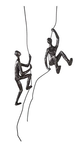 Preisvergleich Produktbild CH Trading Skulptur Scramble Poly Silber Antik Finish an Metallseil Zum Hängen 2fach Sortiert