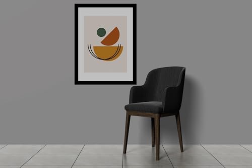 Image of BLINKART Vintage Bauhaus Retro Geometric Aesthetic Poster Gallery | Colorful Wrap Framed For Home Office Studio Living Room Modern Art Studio Decoration Abstract Shapes | (d62) | 13x10 Inch