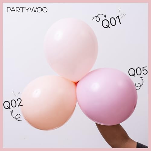 Image of PartyWoo Pale Pink Balloons 100pcs 12 Inch Light Pastel Baby Pink Latex Helium Balloons for Birthday Engagement Bachelorette Baby Shower Easter Princess Butterfly Theme Party Decorations Pink-Q01