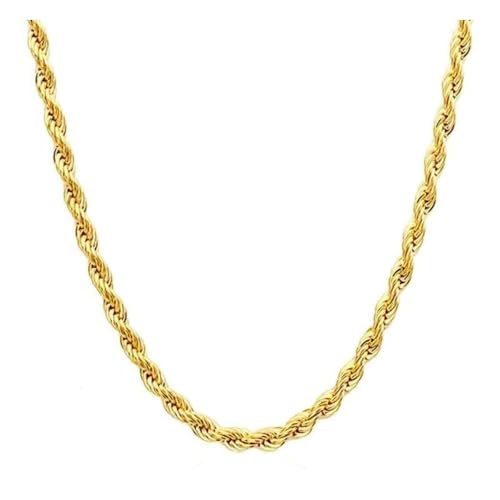 14K Solid Yellow Gold Diamond Cut Rope Chain Necklace, Available in 1.5mm,2mm,3mm and 4mm Thickness For Women and Men 16-36 Inch Lengths