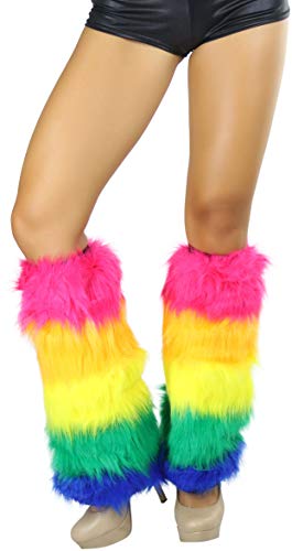 Image of ToBeInStyle Women's Faux Vibrant Fur Retro Daring 60' Inspired Ravewear Knee High Leg Warmers