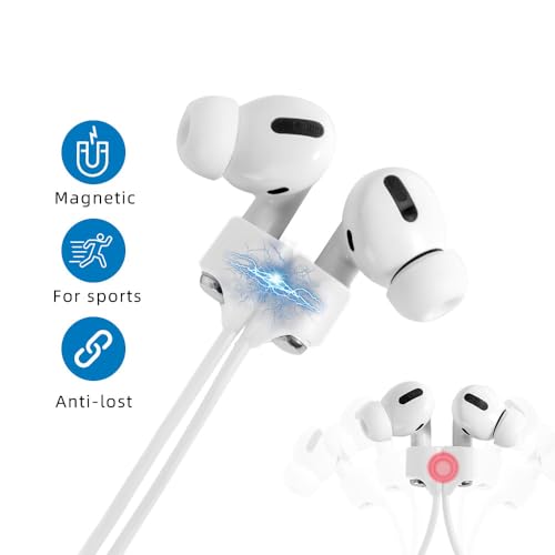 Image of Magnetic Anti-Lost Straps for AirPods,2 Pack Ultra Strong Magnetic AirPods Strap Anti-Lost Neck Rope Cord,Soft Silicone Sports Lanyard Compatible with AirPods 1&2 / Pro /2nd /3rd(2 Pack White)