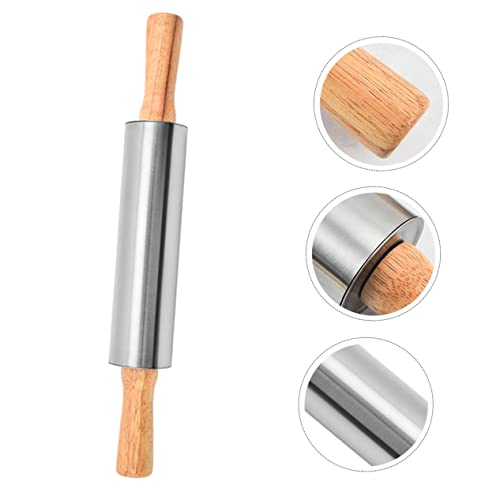 Rodillo para hornear, 2 piezas de rodillo de acero inoxidable para galletas, rodillo de metal para galletas, pan francés, rodillo para pan, rodillo para galletas, rodillo de cocina, paño de reposter