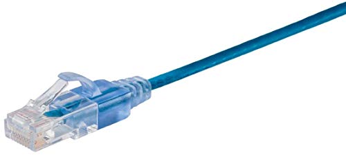 Image of Monoprice Cat6A 25ft Blue 5-Pk Patch Cable UTP 30AWG 10G Pure Bare Copper Snagless RJ45 SlimRun Series Ethernet Cable