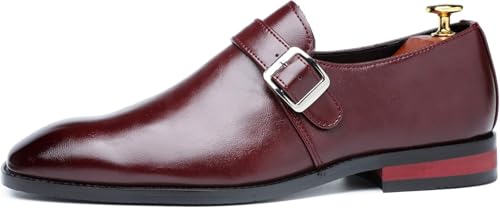 Men's Fashion Square Toe Loafers Business Work Formal Shoes Buckle Straps Outdoor Casual Shoes Chunky Heel Leather Shoes for Men2