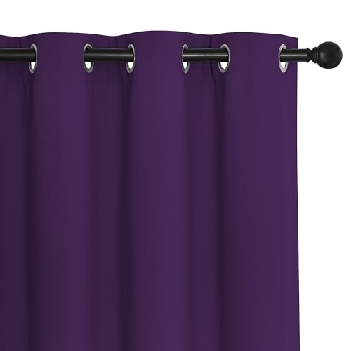 NICETOWN Bedroom Curtain Room Darkening Drapery 102 inches Length - Home Fashion Thermal Insulated Grommet Room Darkening Curtain for Living Room (Royal Purple, 1 Panel, 52 x 102 inches)