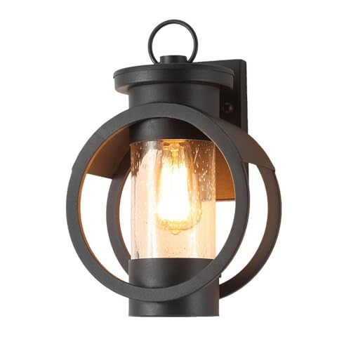 Lanterne murale noire mate design intemporel avec verre de protection extérieur