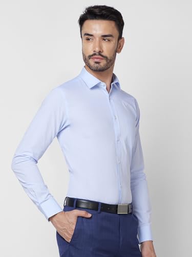 Image of Park Avenue Men Slim Fit Fil-A-Fil Pattern Pure Cotton Semi Cutaway Collar Full Sleeve Formal Shirt